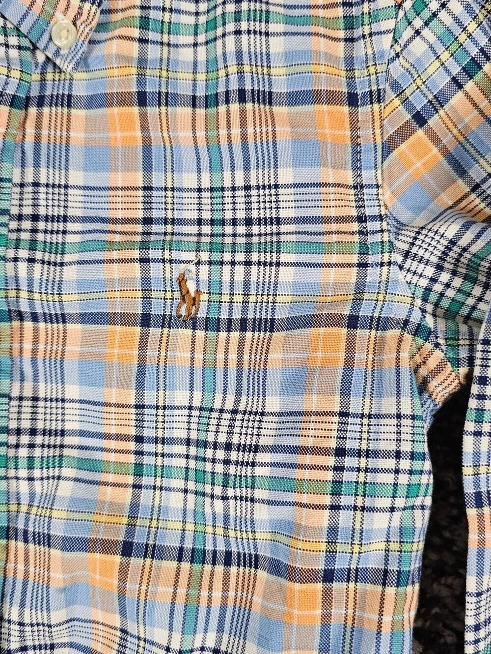 Ralph Lauren Boys Sz 5 Long Sleeve Button Up Dress Shirt Plaid Colorful